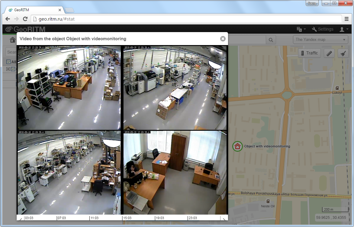 Video streaming from 4 analog cameras connected to the Contact 15 Video streaming from 4 analog cameras connected to the Contact 15