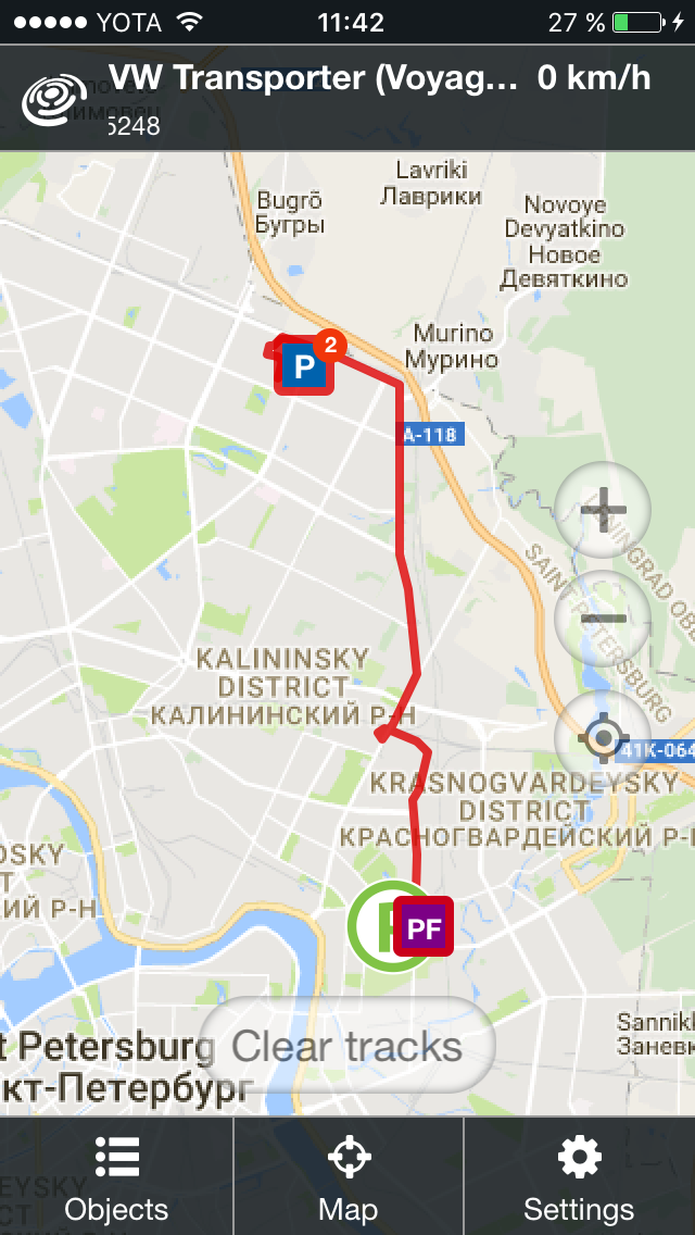 Selected track is on the map Selected track is on the map